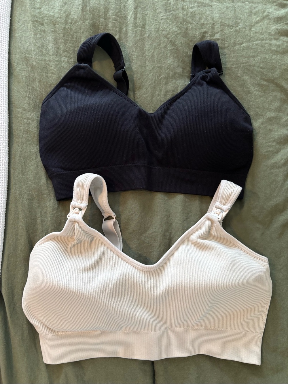 Kindred Bravely Seamless Ribbed Nursing Bralette - Black & Cream